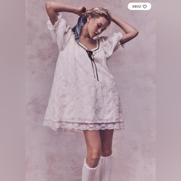 Free People Dresses & Skirts - Free People Juno Mini Dress with Lace Trim